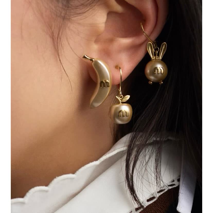 Miu Miu Banana Shaped Pearl Earrings